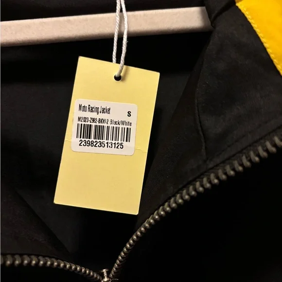 MNML Moto Racing Jacket for Men’s in Black & White w Yellow Trim Size Small BNWT - Picture 6 of 11